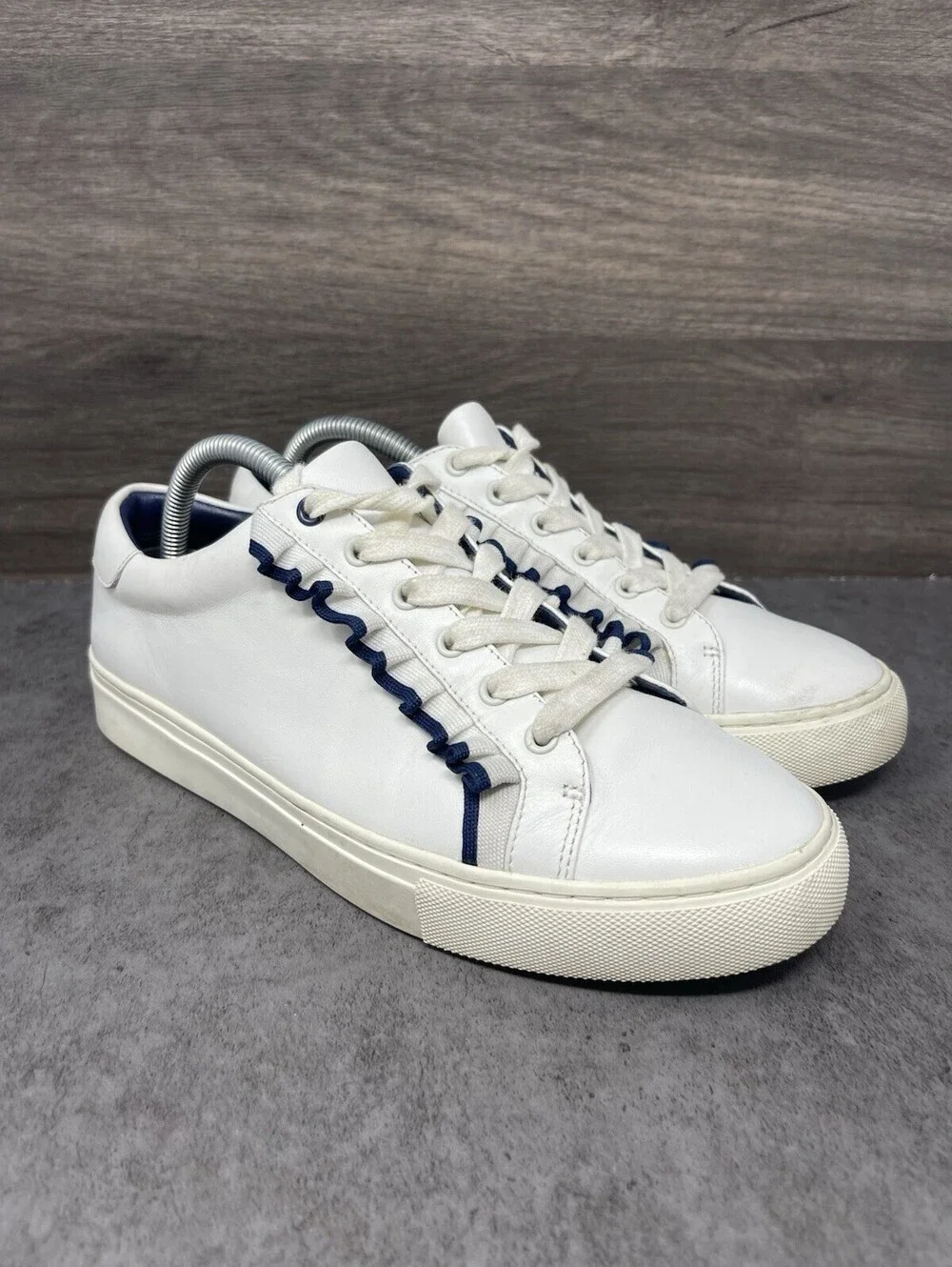Tory Burch Ruffle Sneakers Womens Size 9.5 White Leather Sport